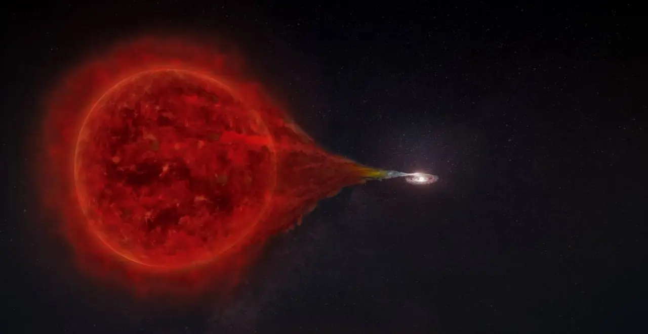 RS Ophiuchi, sistema estelar binaria de estrellas que forman una nova cada 15 a&ntilde;os. / SINC