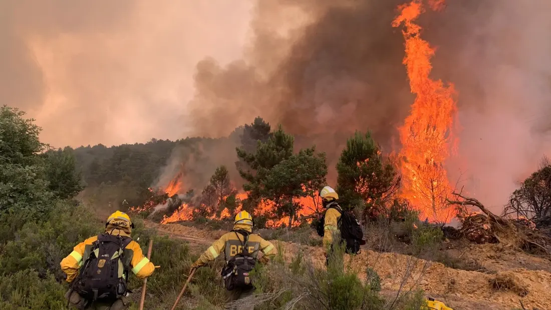 Brigada de Refuerzo en Incendios FoIncendio forestal en Sierra de la Culebra Twitter @brifpuertopico