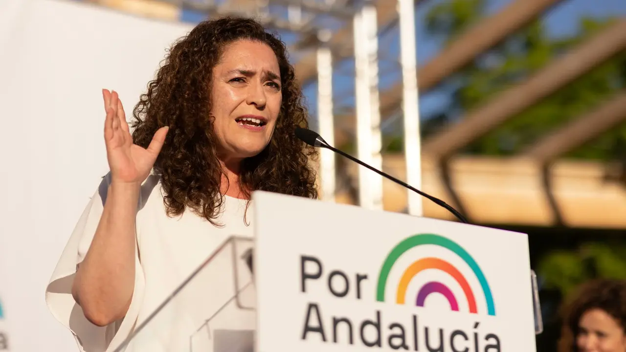 Inmaculada Nieto de Por Andaluc&iacute;a en mitin. - RR.SS.