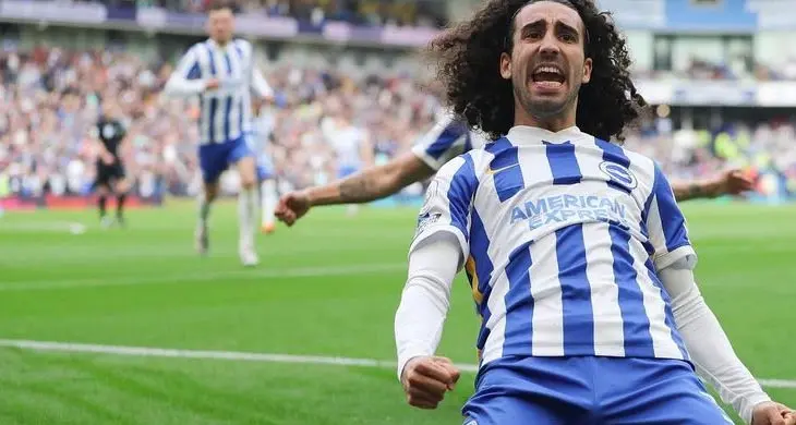 Marc Cucurella celebrando un gol con el Brighton. / @cucurella3