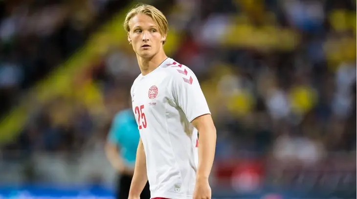 Kasper Dolberg, delantero dan&eacute;s que llegar&aacute; cedido al Sevilla. / Transfermarkt