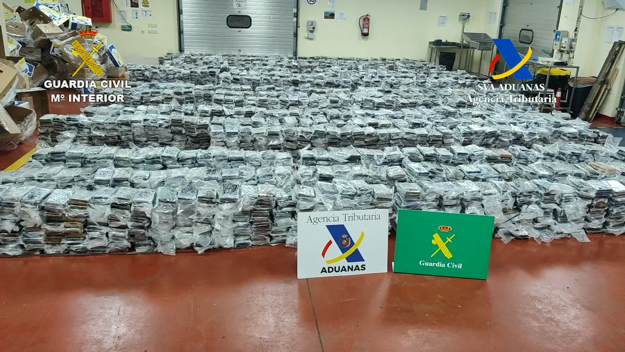 Ladrillos de coca&iacute;na incautados por la Guardia Civil en Valencia. / Guardia Civil
