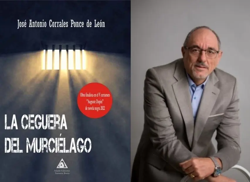 Portada de La ceguera del murci&eacute;lago y retrato del autor.