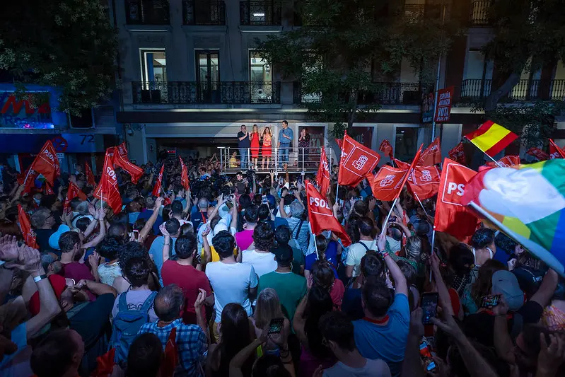 Celebración electoral del PSOE el 23-J. / @TeresaRibera