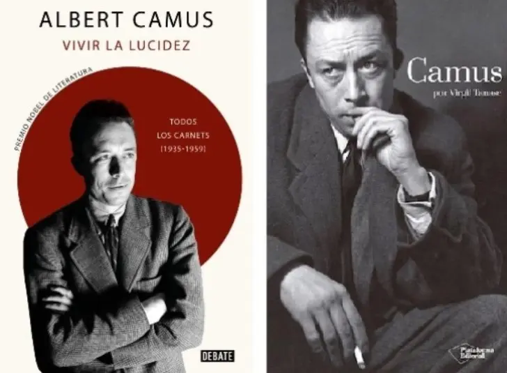 Portada de "Carnets", de Albert Camus y de la biograf&iacute;a sobre el autor que ha escrito Virgil Tanase