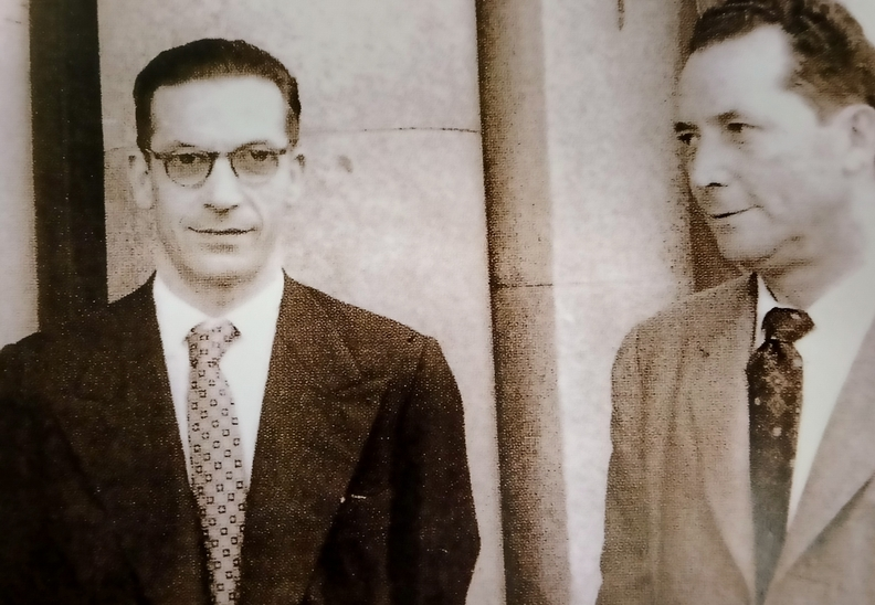 Ram&oacute;n Pi&ntilde;eiro e Perfecto L&oacute;pez en 1958. / Fonte: Henrique Monteagudo / Galaxia.