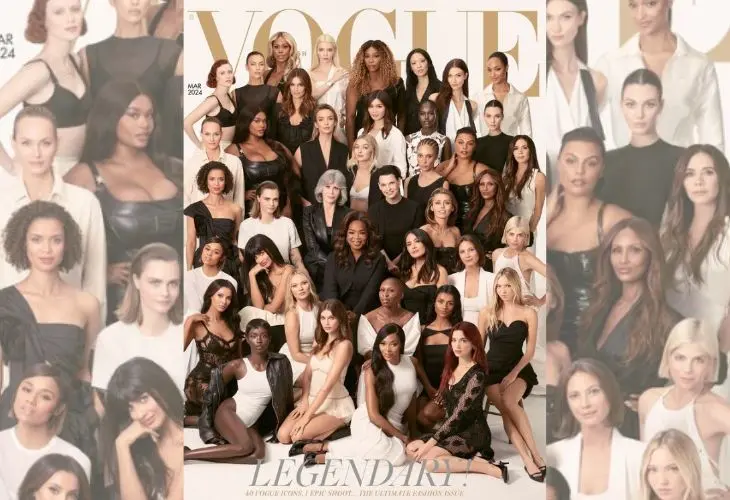 La portada de Vogue UK con m&aacute;s de 40 estrellas. / @britishvogue.