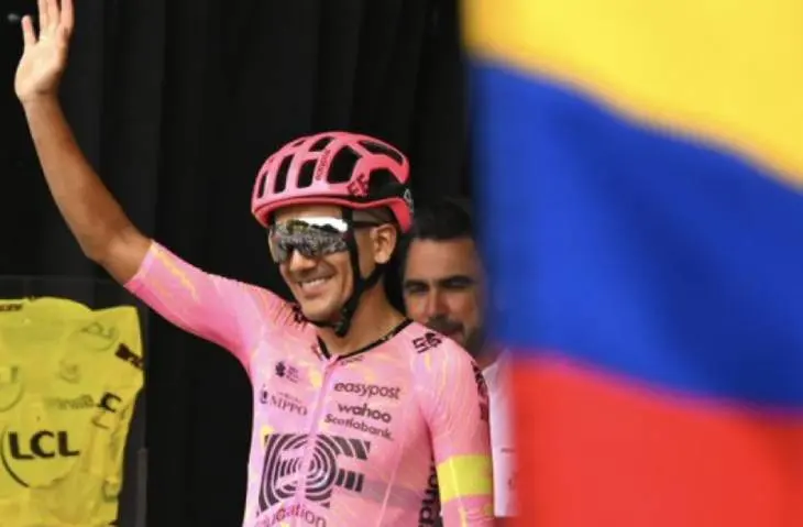 Richard Caparaz celebrando su triunfo en la etapa 17 del Tour de Francia 2024. /  @letour