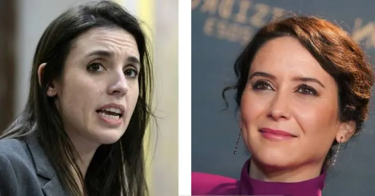 La eurodiputada Irene Montero y la presidente de la Comunidad de Madrid Isabel D&iacute;az Ayuzo. /  Composici&oacute;n