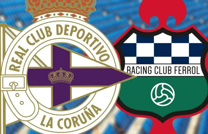 Escudos del Deportivo de La Coru&ntilde;a y el Racing de Ferrol. /   Composici&oacute;n