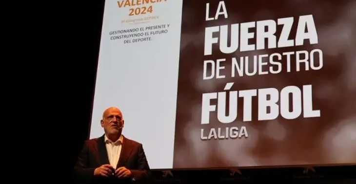 Javier Tebas, presidente a LaLiga defiende la gesti&oacute;n de Peter Lim en el Valcencia CF. / RR SS
