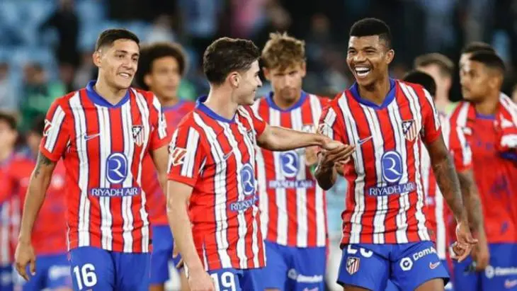 Nahuel Molina, Juli&aacute;n Alvarez, Marcos Llorente y Reinildo, futbolistas del Atl&eacute;tico de Madrid. /  @reinildoo17offcial