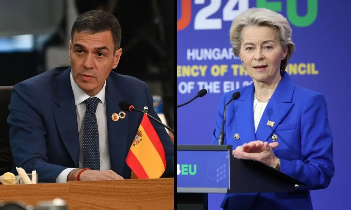 Pedro S&aacute;nchez, presidente del Gobierno; y Ursula von der Leyen, presidenta de la Comisi&oacute;n Europea. / @sanchezcastejon - @vonderleyen.