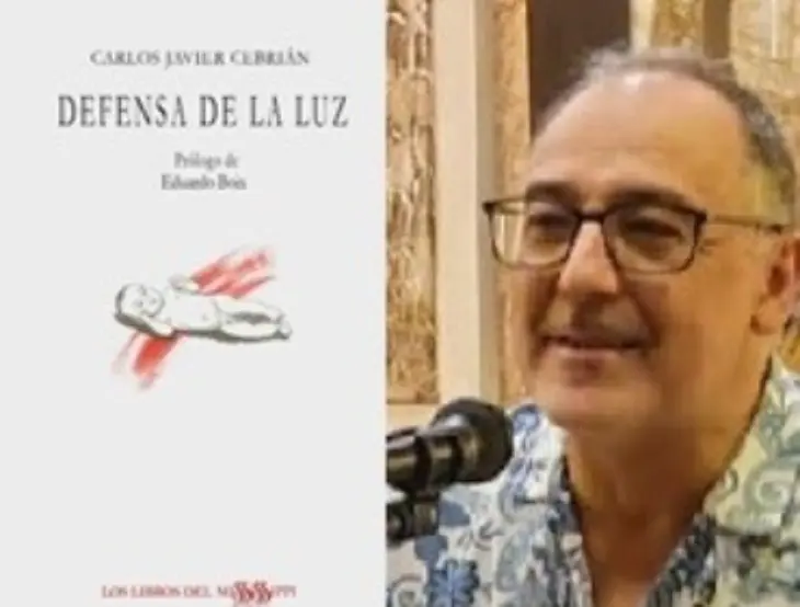 Portada de "Defensa de la luz" y retrato de su autor