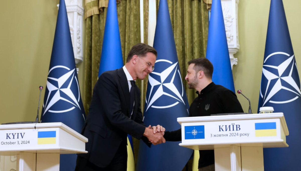 Mark Rutte, secretario general de la OTAN y Volod&iacute;mir Zelenski, presidente de Ucrania. /@SecGenNATO