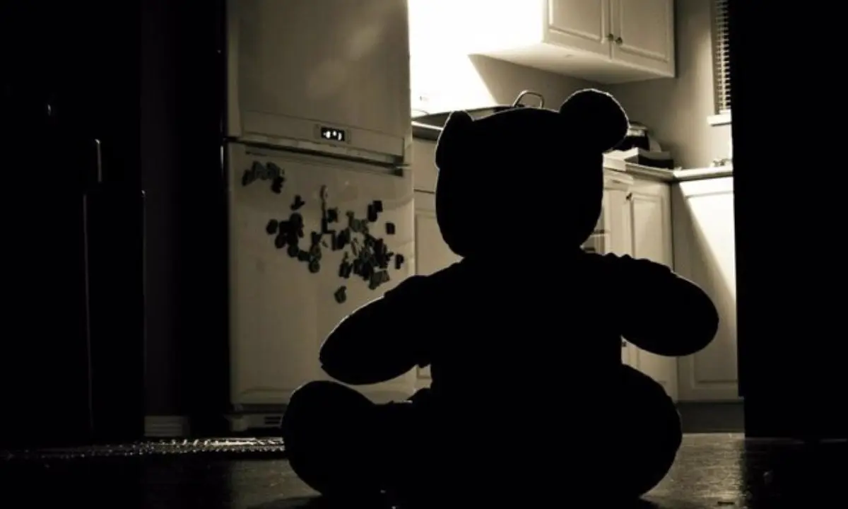 Un oso en medio de la oscuridad. Referencia al maltrato infantil. / RR SS.