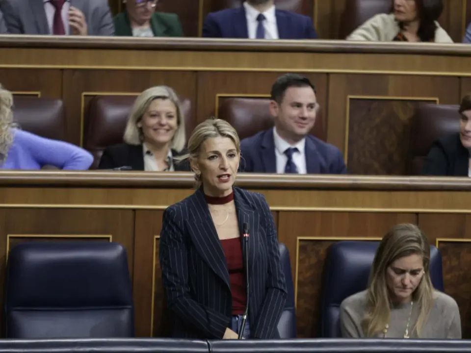 La vicepresidenta segunda y ministra de Trabajo, Yolanda D&iacute;az, interviene este mi&eacute;rcoles en el Congreso. / @Congreso_Es.