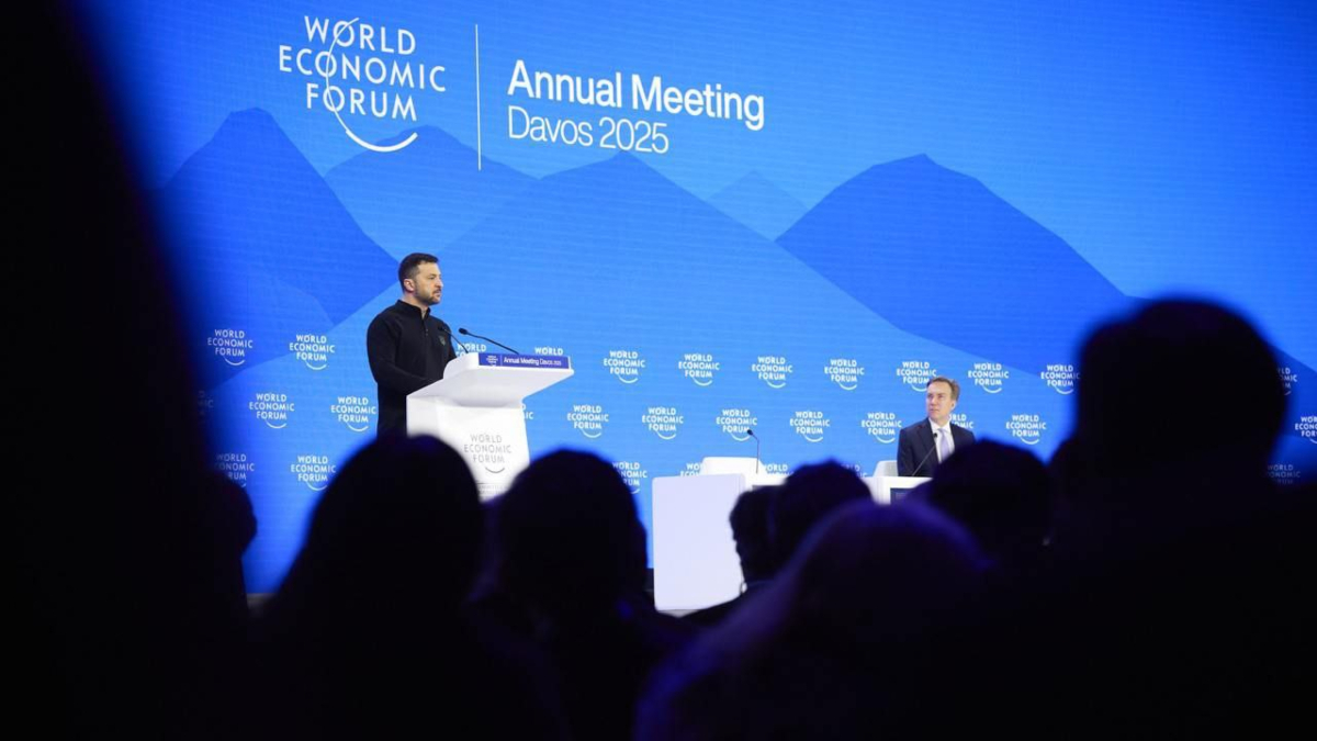 Volod&iacute;mir Zelenski, presidente de Ucrania, en el Foro de Davos. / @ZelenskyyUa