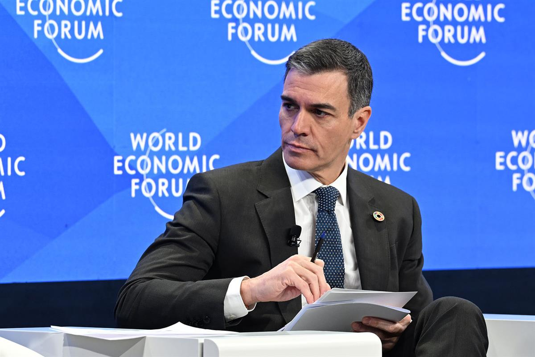 Pedro S&aacute;nchez, presidente del Gobierno, en el Foro de Davos. / La Moncloa