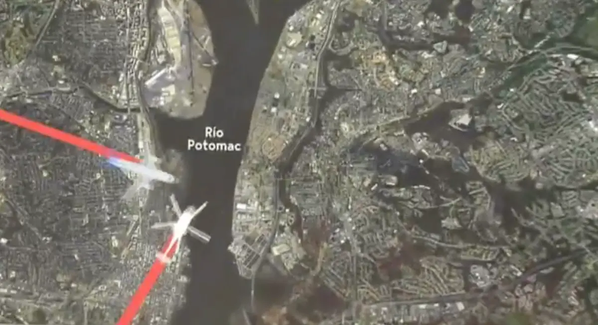 Simulaci&oacute;n de la colisi&oacute;n entre un avi&oacute;n y un helic&oacute;ptero en Washington. / X
