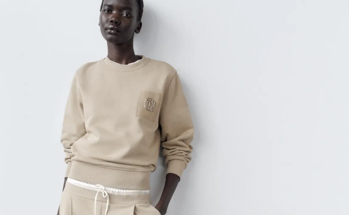 Sudadera broche de Zara, screenshot página web oficial.