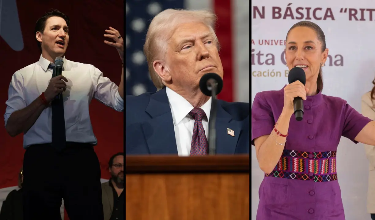 Justin Trudeau, primer ministro de Canad&aacute;; Donald Trump, presidente de EE UU; y Claudia Sheinbaum, presidenta de M&eacute;xico. / @JustinTrudeau - @POTUS - @Claudiashein.