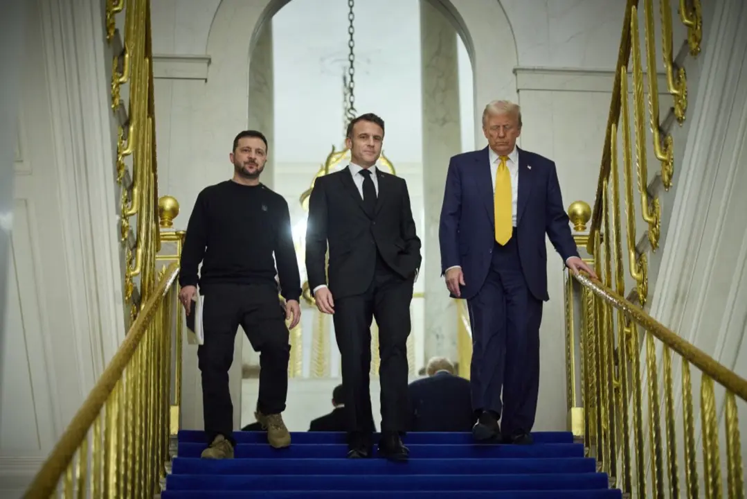 Volod&iacute;mir Zelenski, Emmanuel Macron y Donald Trump. / Oficina presidencial de Ucrania