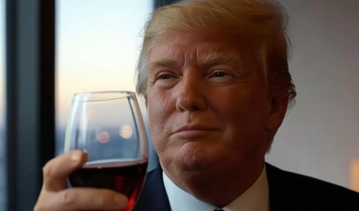 Donald Trump, presidente de EE UU, con una copa de vino. / Mundiario.