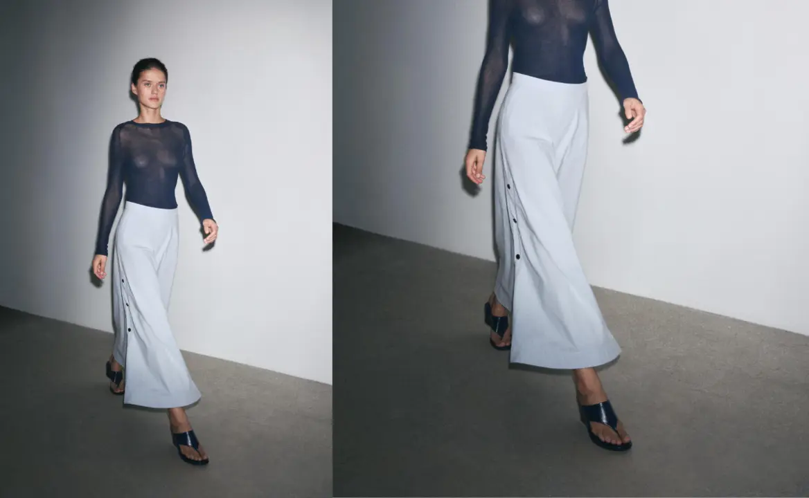 Falda con botones de Zara, screenshot página web oficial.