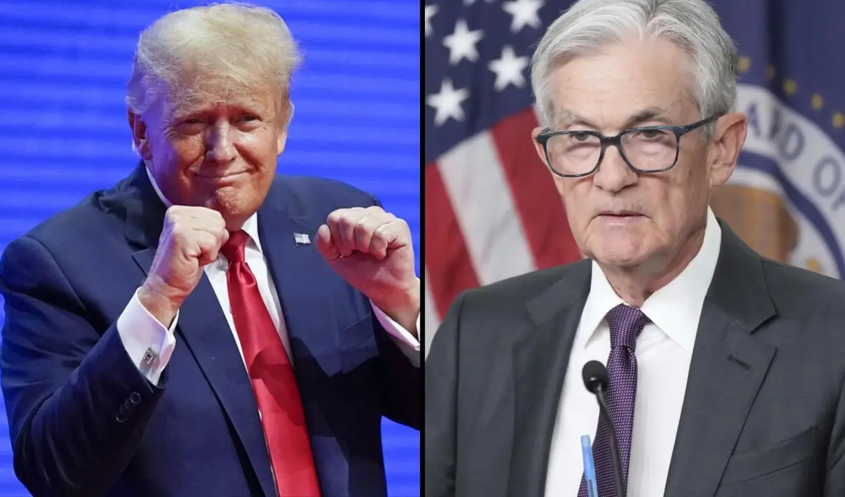 Donald Trump, presidente de EE UU; y Jerome Powell, presidente de la Reserva Federal. / RR SS.