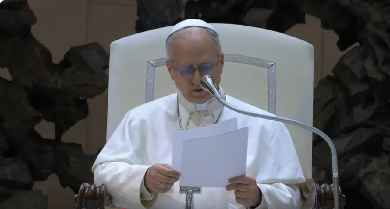 Papa Le&oacute;n XIV en el Aula Pablo VI del Vaticano. / RR.SS