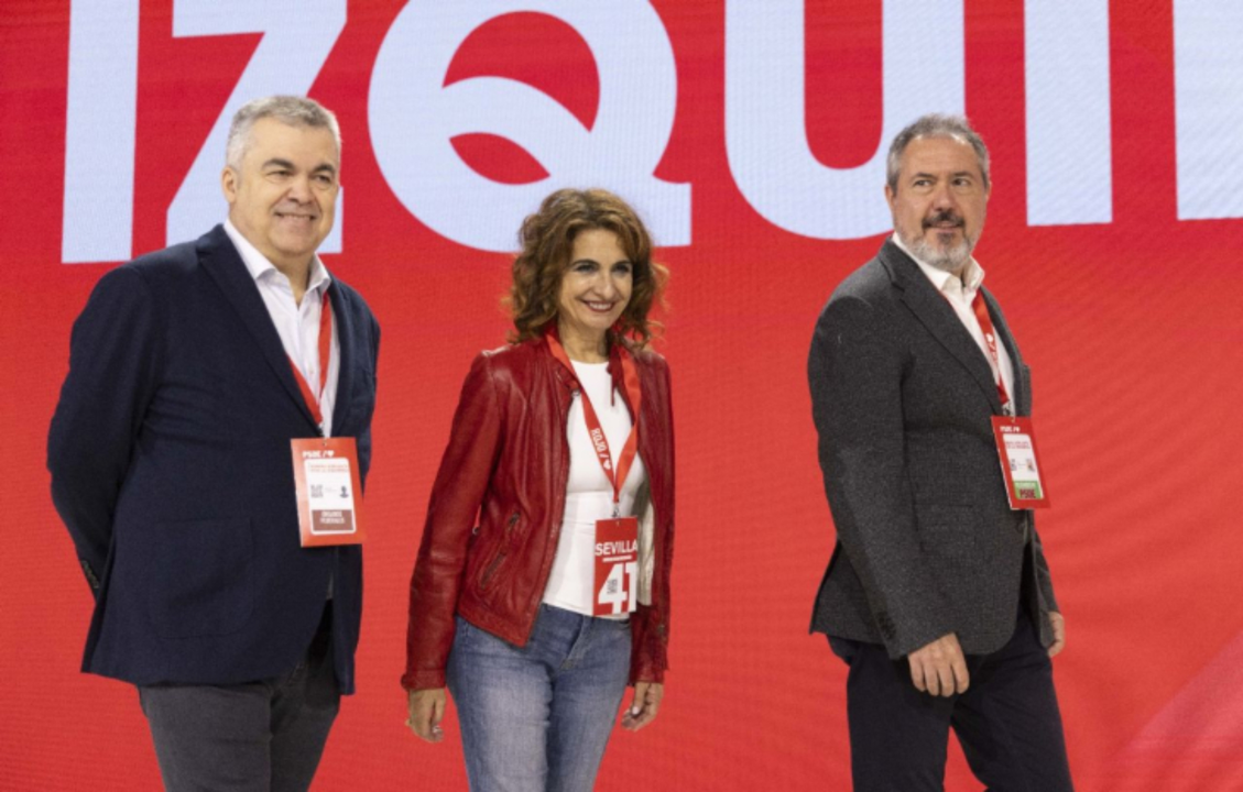 Santos Cerd&aacute;n, Mar&iacute;a Jes&uacute;s Montero y Juan Espadas. / PSOE
