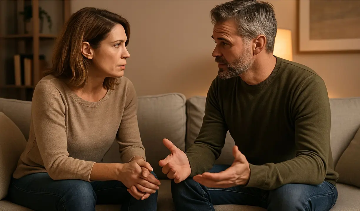 Una pareja mantiene una conversaci&oacute;n en el sof&aacute;. / Mundiario.