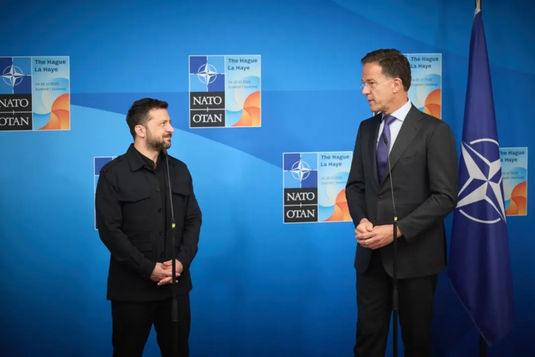 El presidente de Ucrania, Volod&iacute;mir Zelenski junto al jefe de la OTAN, Mark Rutte. / Oficina del presidente de Ucrania