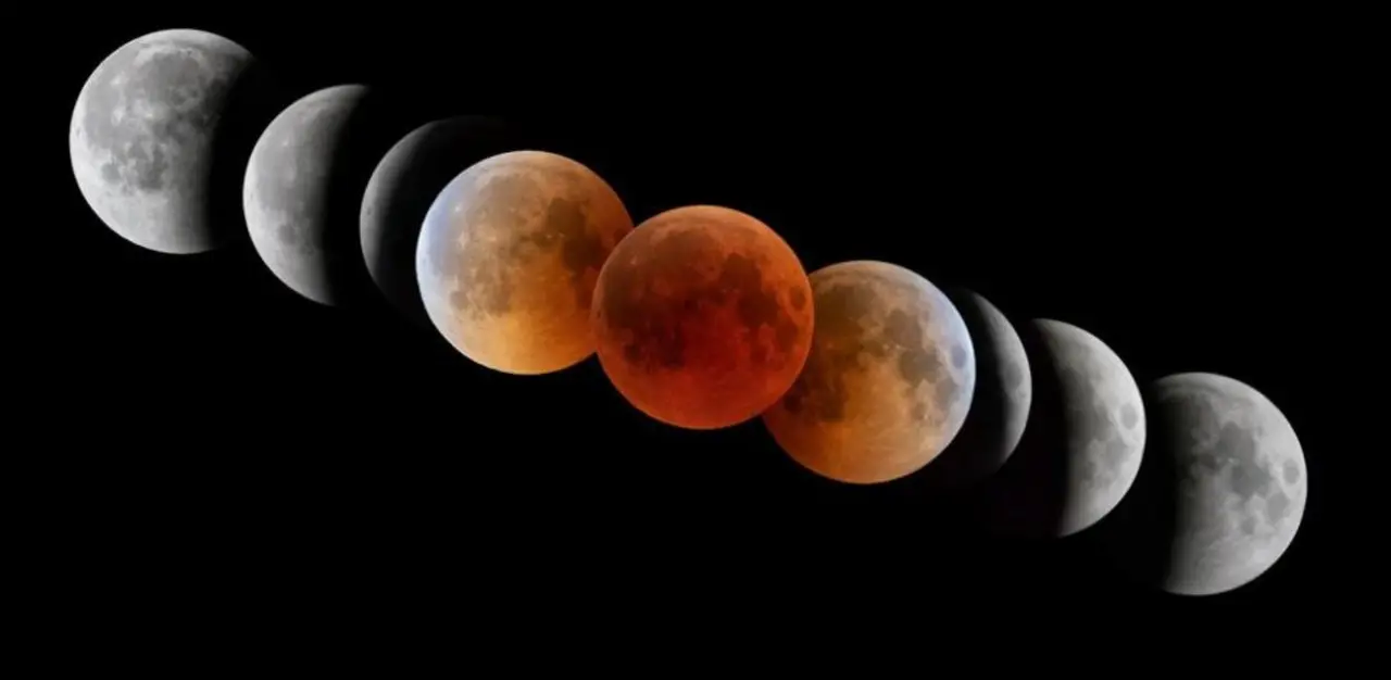 Secuencia que muestra el final de un eclipse total lunar. / RR. SS.
