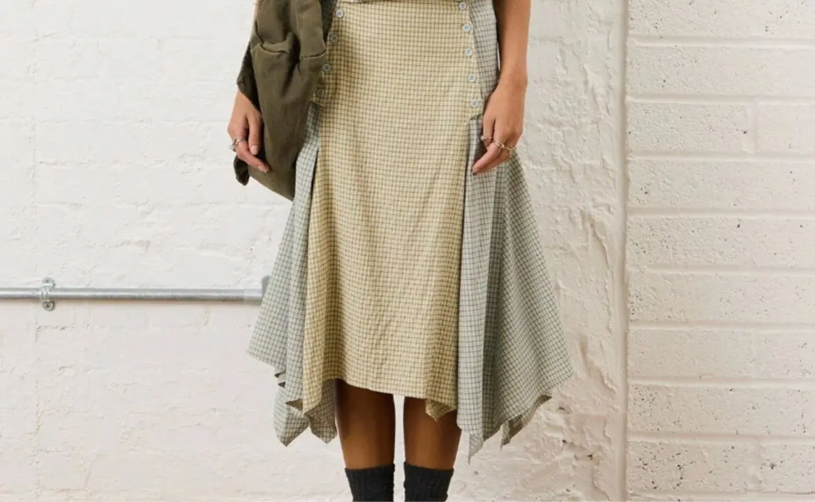 Falda midi con botones, Shein.com.