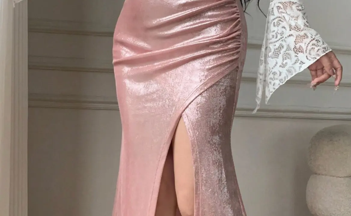 Falda midi larga unicolor, Shein.com.