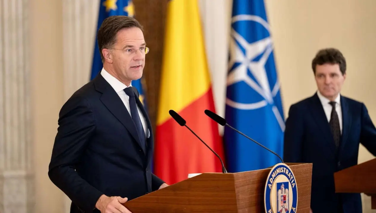 Mark Rutte, secretario general de la OTAN y Nicusor Dan, presidente de Ruman&iacute;a. / OTAN