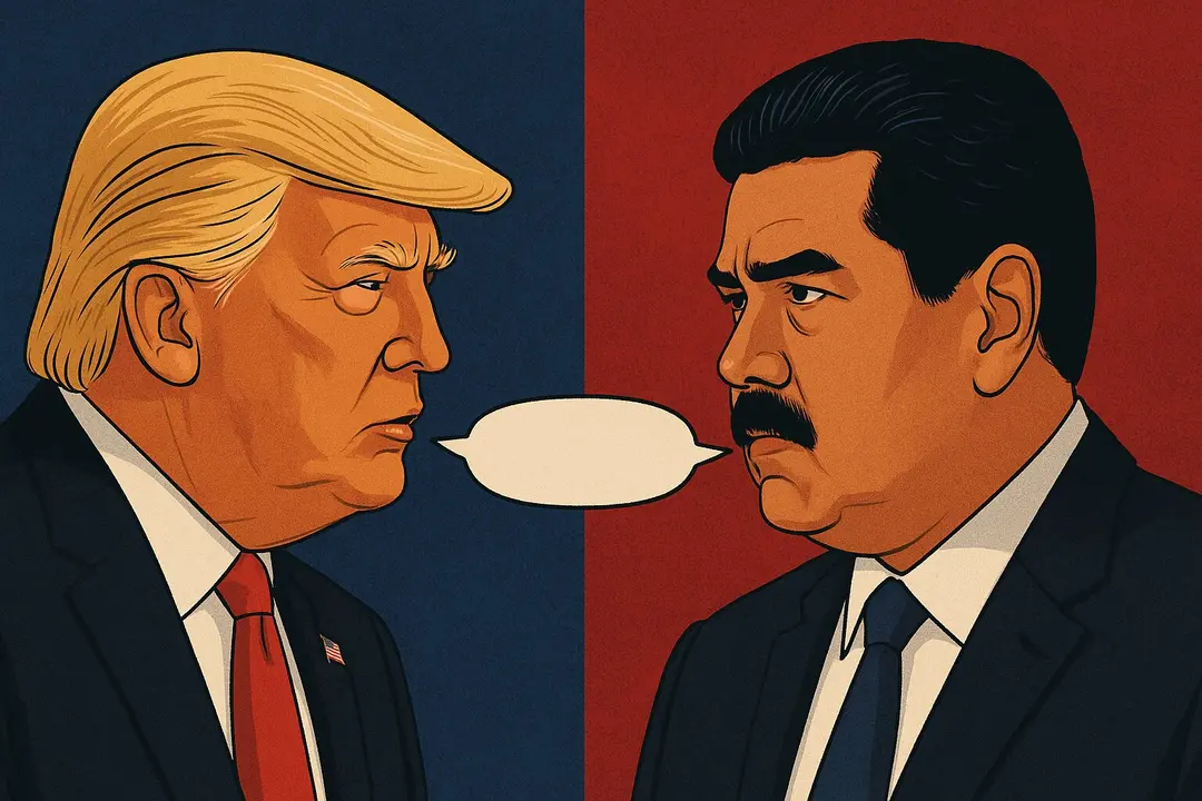 Ilustraci&oacute;n sobre el comp&aacute;s de espera entre Trump y Maduro. / Mundiario