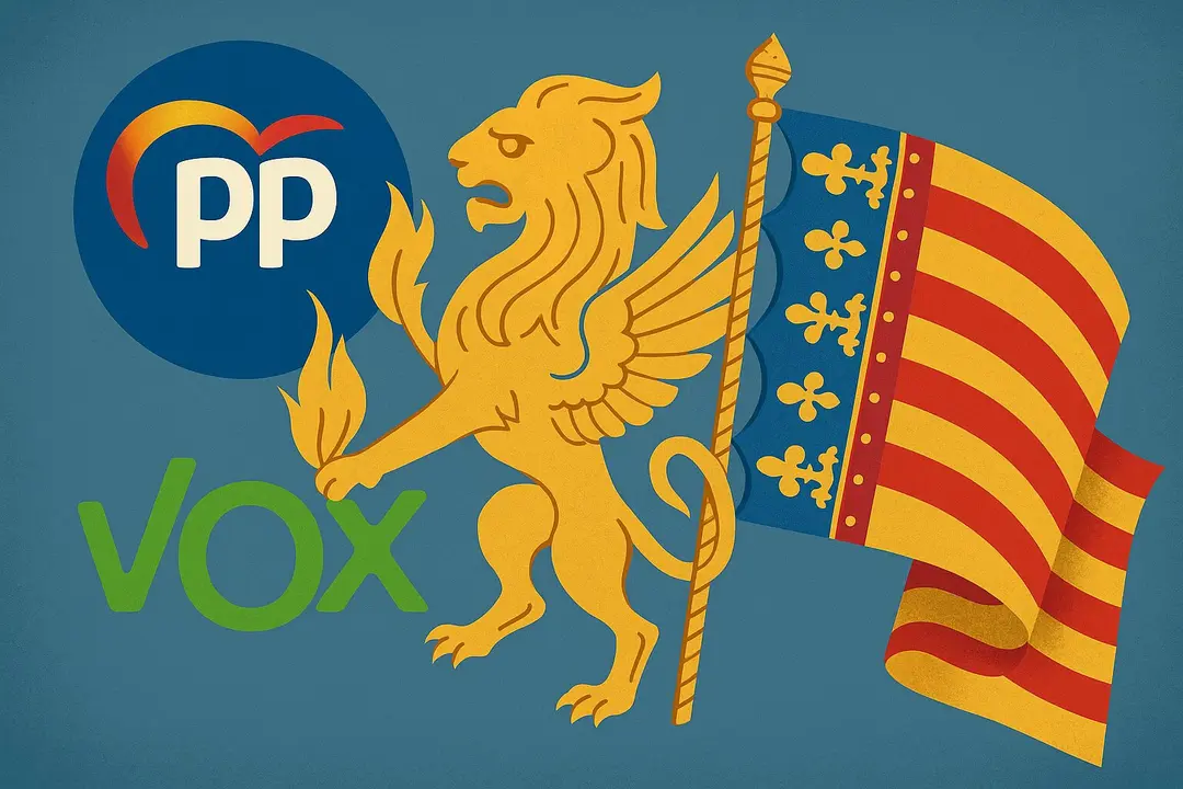 Ilustraci&oacute;n del pacto del PP con Vox en la Comunidad Valenciana. / Mundiario