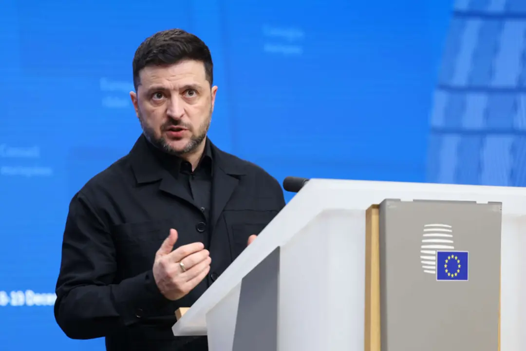 Volod&iacute;mir Zelenski, presidente de Ucrania en Bruselas. / Consejo Europeo
