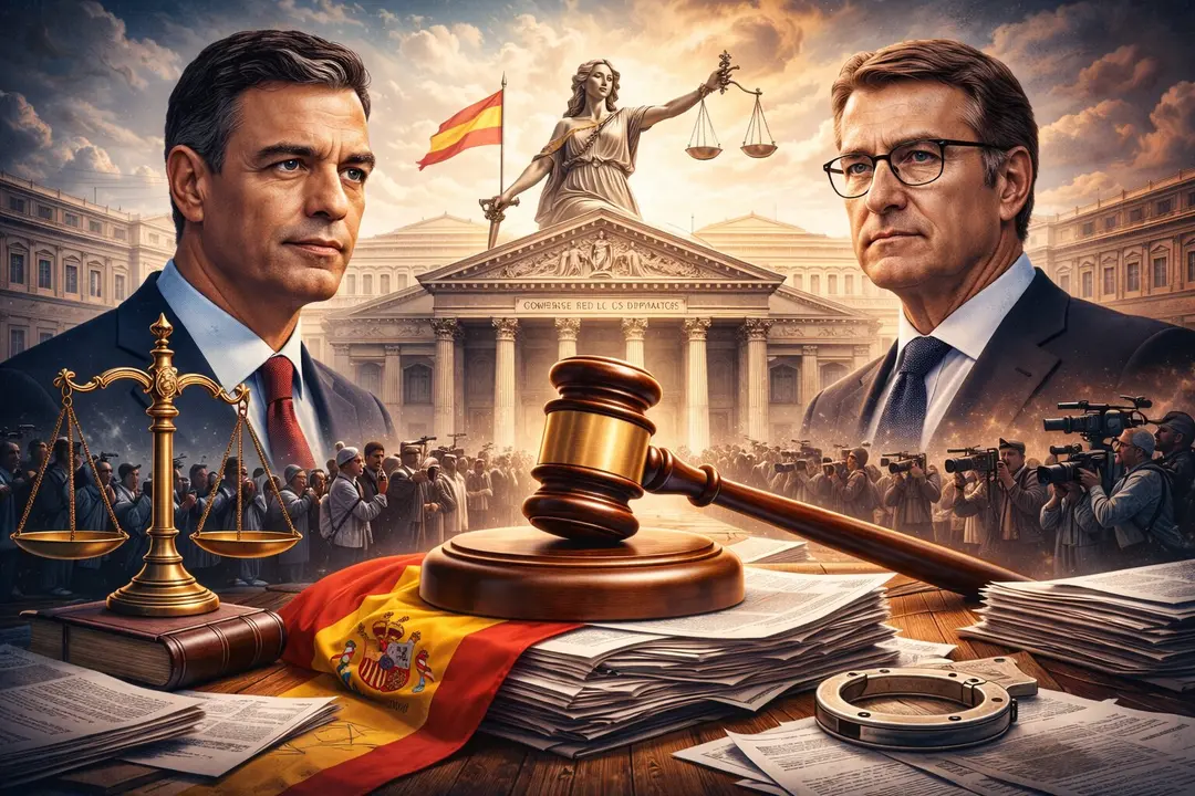 Ilustraci&oacute;n de los dos grandes l&iacute;deres de la pol&iacute;tica espa&ntilde;ola, condicionados por los calendarios judiciales. / Mundiario