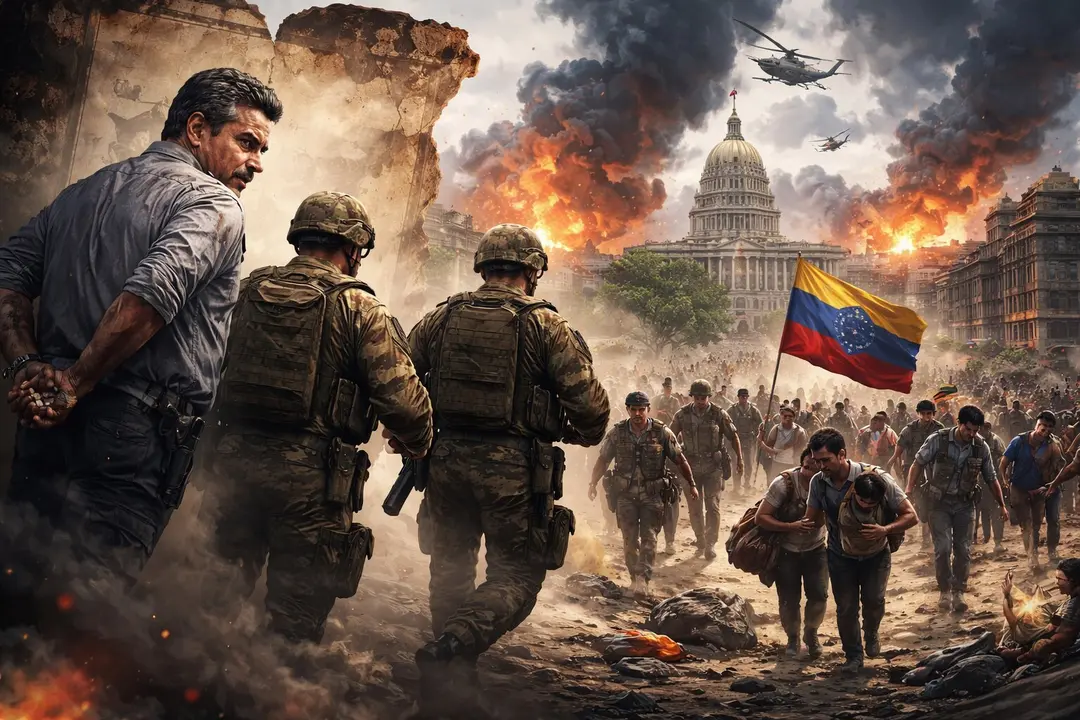 Ilustraci&oacute;n sobre la detenci&oacute;n de Maduro, ahora rumbo a EE UU. / Mundiario