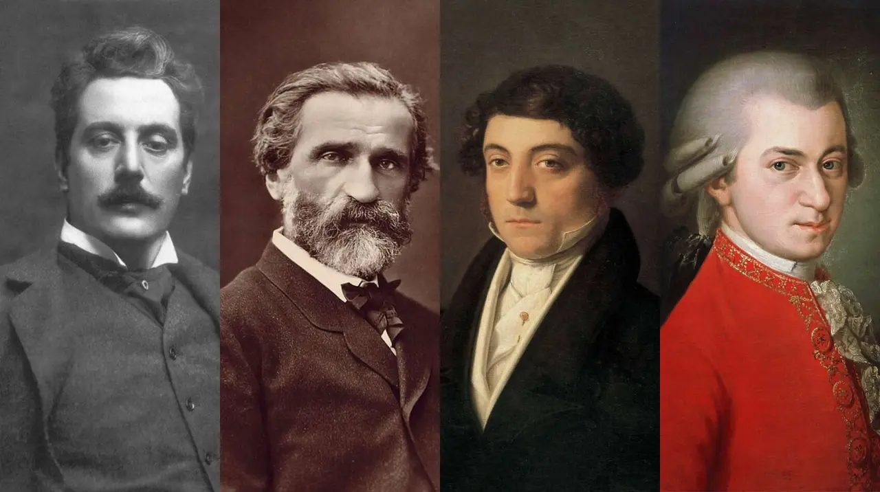 Giacomo Puccini, Giuseppe Verdi, Gioachino Rossini y Amadeus Mozart. / Mundiario