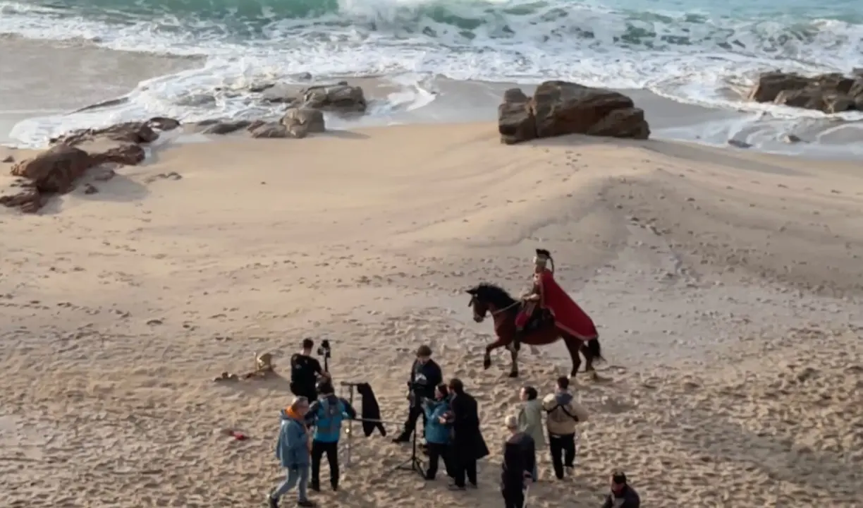 El rodaje en la Playa de Riazor. / M.M.