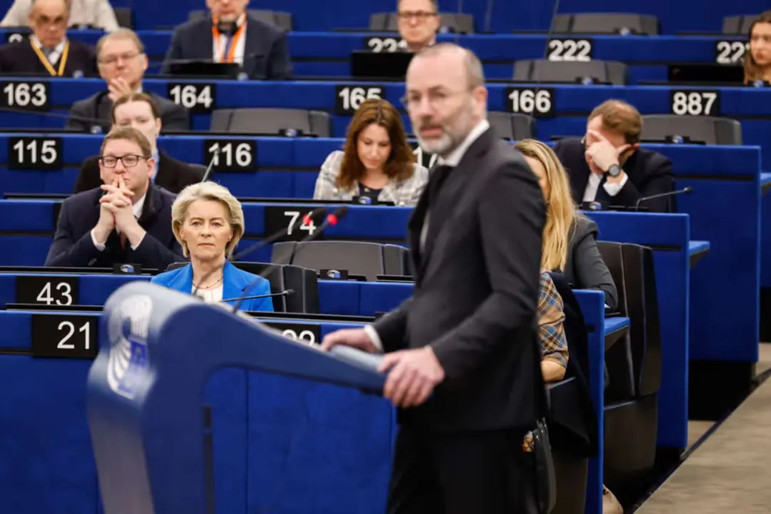 Ursula von der Leyen, presidenta de la Comisi&oacute;n Europea y Manfred Weber, l&iacute;der del PPE. / Parlamento Europeo