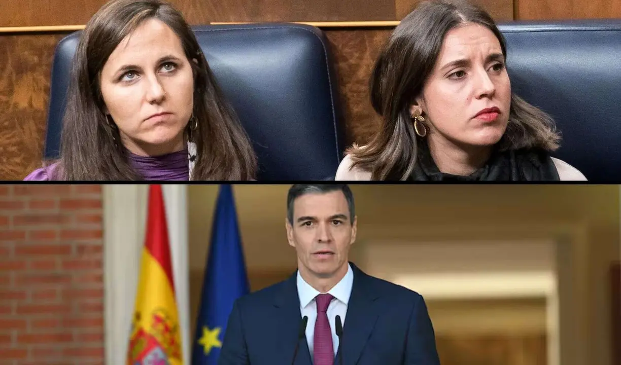 Ione Belarra, Irene Montero y Pedro S&aacute;nchez. / RR SS.