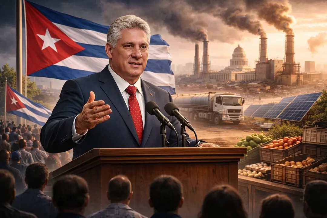 Ilustraci&oacute;n sobre la cr&iacute;tica situaci&oacute;n en Cuba, el pa&iacute;s que preside Miguel D&iacute;az-Canel. / Mundiario
