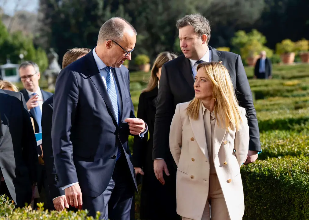 Friedrich Merz, canciller de Alemania y Giorgia Meloni, primera ministra de Italia. / Palacio Chigi