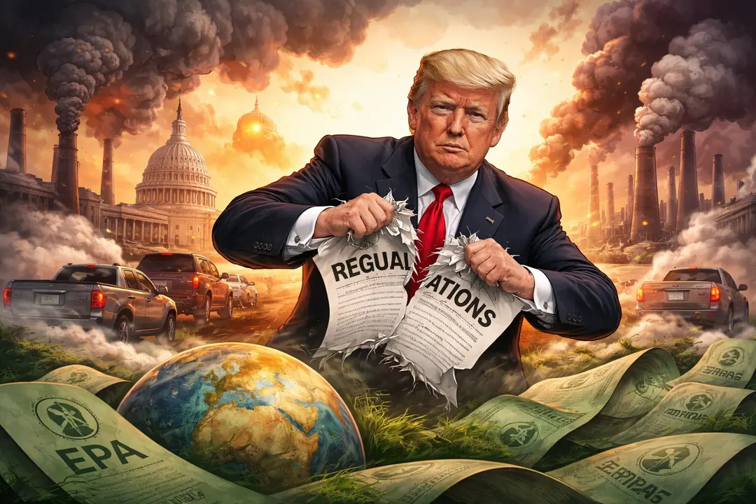 Una ilustración de Donald Trump ante la pol&iacute;tica clim&aacute;tica. / Mundiario